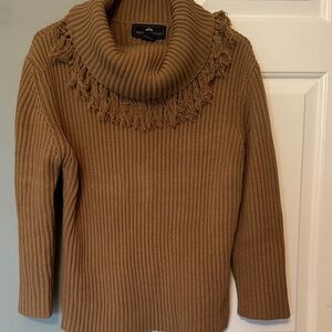British Khaki Tan Fringe Cowl Sweater